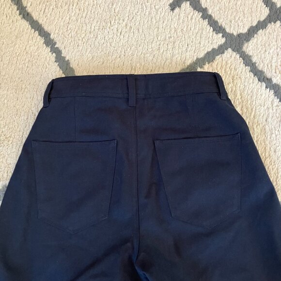 AMOUR VERT Size 2 NWT Wide Leg Utility Pant Navy Blue 100% Cotton Twill - Picture 5 of 6